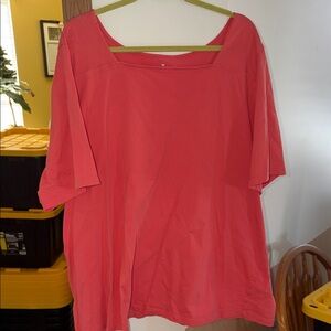 Women's Coral Square Neck Top